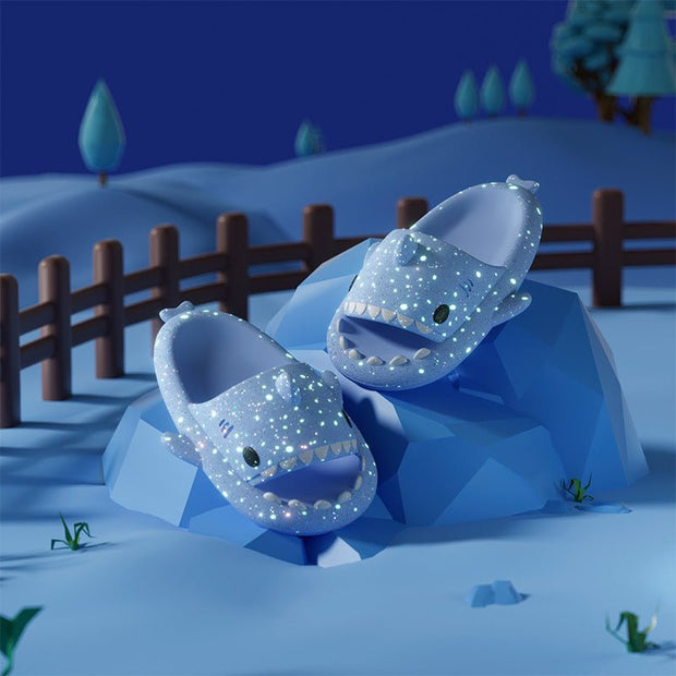 Shark Slippers With Starry Night Light Design Bathroom Slippers Couple House Shoes For Women - TRADINGSUSAFar Mountain grey sky36to37Shark Slippers With Starry Night Light Design Bathroom Slippers Couple House Shoes For WomenTRADINGSUSA