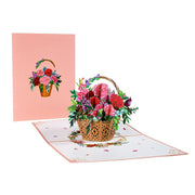 Flower Basket 3D Three-dimensional Greeting Card Handmade Paper Carved Holiday Thanks Blessing Card - TRADINGSUSAB basket of carnationsFlower Basket 3D Three-dimensional Greeting Card Handmade Paper Carved Holiday Thanks Blessing CardTRADINGSUSA