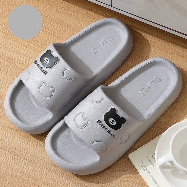 Cute Cartoon Bear Slippers For Women Summer Indoor Thick-soled Non-slip Floor Bathroom Home Slippers Men House Shoes - TRADINGSUSAGrey36to37Cute Cartoon Bear Slippers For Women Summer Indoor Thick-soled Non-slip Floor Bathroom Home Slippers Men House ShoesTRADINGSUSA