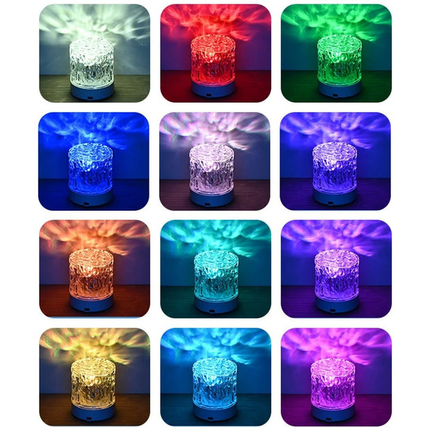 Crystal Lamp Water Ripple Projector Night Light Decoration Home Houses Bedroom Aesthetic Atmosphere Holiday Gift Sunset Lights Home Decor - TRADINGSUSATricolor lightUSB chargingCrystal Lamp Water Ripple Projector Night Light Decoration Home Houses Bedroom Aesthetic Atmosphere Holiday Gift Sunset Lights Home DecorTRADINGSUSA