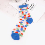 Glass Silk Socks Mid-calf Women's Crystal Socks Polka Dot Wholesale - TRADINGSUSAColored Dots Blue HeelBare SocksGlass Silk Socks Mid-calf Women's Crystal Socks Polka Dot WholesaleTRADINGSUSA
