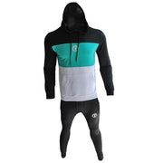 Fitness Suit Splicing Contrast Color Hooded Suit - TRADINGSUSAGreyMFitness Suit Splicing Contrast Color Hooded SuitTRADINGSUSA