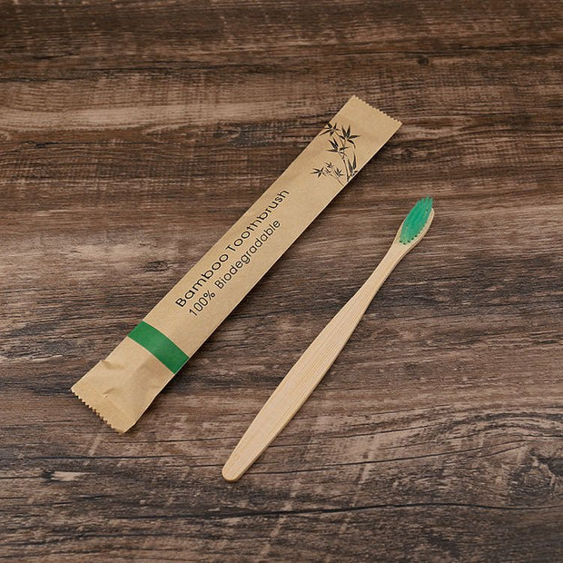 Flat Bamboo Toothbrush Kraft Paper Bag Toothbrush - TRADINGSUSAGreen1PCSFlat Bamboo Toothbrush Kraft Paper Bag ToothbrushTRADINGSUSA
