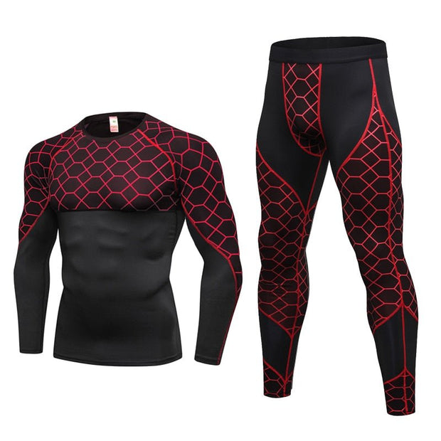 Men's Compression Run jogging Suits Grid Clothes Sports Set - TRADINGSUSARedLMen's Compression Run jogging Suits Grid Clothes Sports SetTRADINGSUSA