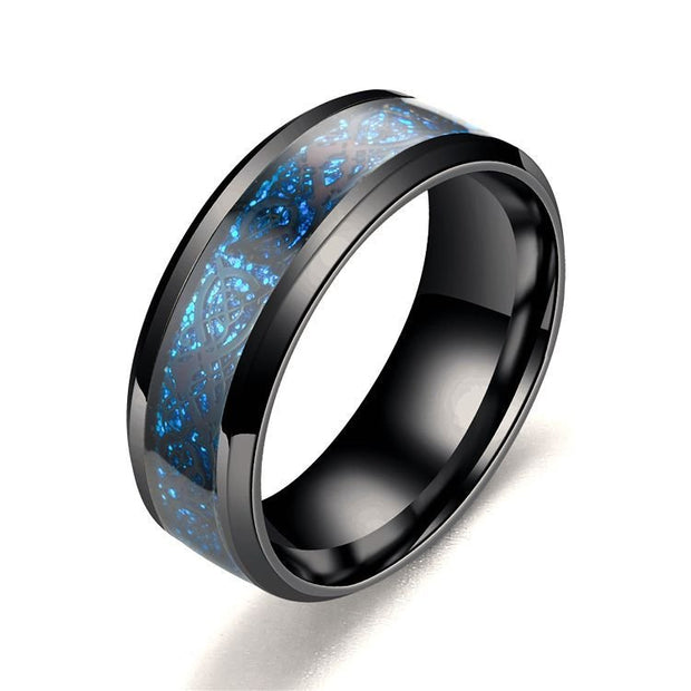 Stainless steel dragon pattern ring - TRADINGSUSA Blue black 7th Stainless steel dragon pattern ring TRADINGSUSA