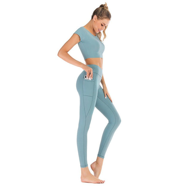 Pocket Yoga Clothes Suit Women - TRADINGSUSAGrey BlueLPocket Yoga Clothes Suit WomenTRADINGSUSA