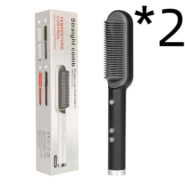 New 2 In 1 Hair Straightener Hot Comb Negative Ion Curling Tong Dual-purpose Electric Hair Brush - TRADINGSUSA2pcs BlackUSWith boxNew 2 In 1 Hair Straightener Hot Comb Negative Ion Curling Tong Dual-purpose Electric Hair BrushTRADINGSUSA