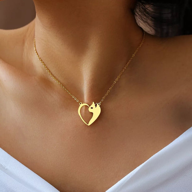 Fashion Stainless Steel Cat Pendant Necklace for Women