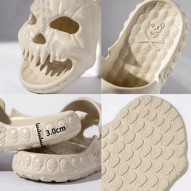 Personalized Skull Design Halloween Slippers Bathroom Indoor Outdoor Funny Slides Beach Shoes - TRADINGSUSAKhaki36to37Personalized Skull Design Halloween Slippers Bathroom Indoor Outdoor Funny Slides Beach ShoesTRADINGSUSA