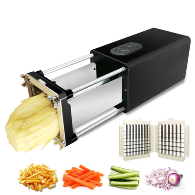 Kitchen Gadget Electric French Fry Cutter With Blades Stainless Steel Vegetable Potato Carrot For Commercial Household - TRADINGSUSABlackAUKitchen Gadget Electric French Fry Cutter With Blades Stainless Steel Vegetable Potato Carrot For Commercial HouseholdTRADINGSUSA