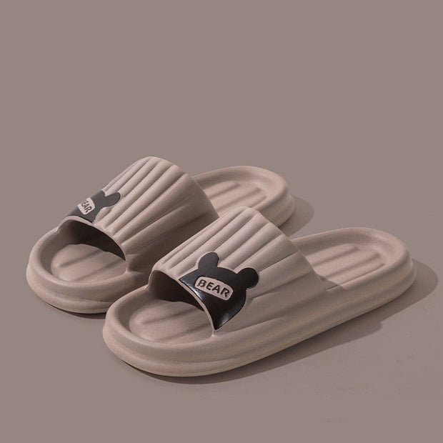 Bear Slippers For Women Summer Indoor Solid Color Striped Thick-Soled Anti-Slip Home Slippers Couples Floor Bathroom House Shoes - TRADINGSUSASand36to37Bear Slippers For Women Summer Indoor Solid Color Striped Thick-Soled Anti-Slip Home Slippers Couples Floor Bathroom House ShoesTRADINGSUSA