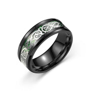 Stainless steel dragon pattern ring - TRADINGSUSA Green background silver slice 6. Stainless steel dragon pattern ring TRADINGSUSA