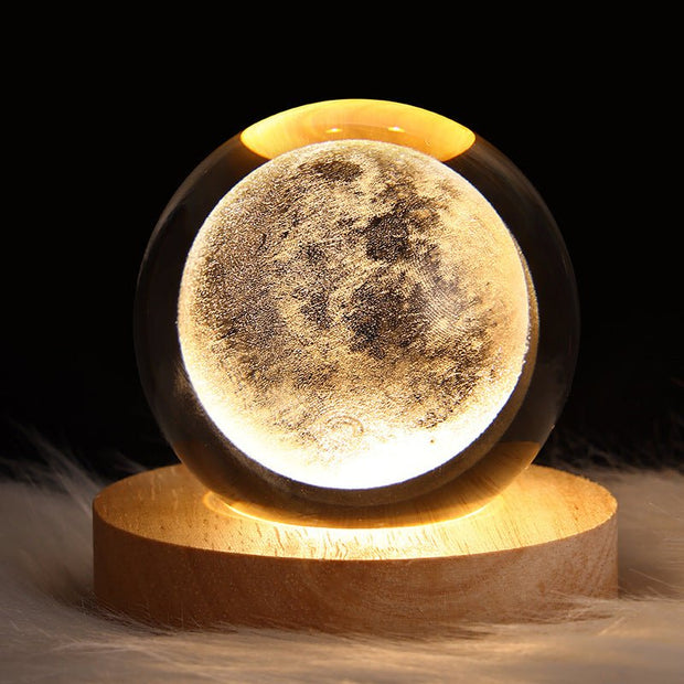 LED Night Light Galaxy Crystal Ball Table Lamp 3D Planet Moon Lamp Bedroom Home Decor For Kids Party Children Birthday Gifts - TRADINGSUSASolid Wood SeatMoon 6CMUSBLED Night Light Galaxy Crystal Ball Table Lamp 3D Planet Moon Lamp Bedroom Home Decor For Kids Party Children Birthday GiftsTRADINGSUSA