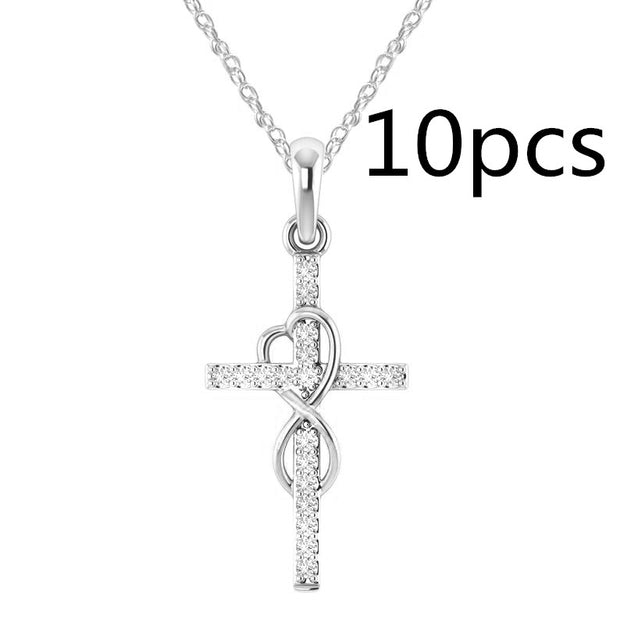 Alloy Pendant With Diamond And Eight-character Cross - TRADINGSUSASilver10PCAlloy Pendant With Diamond And Eight-character CrossTRADINGSUSA