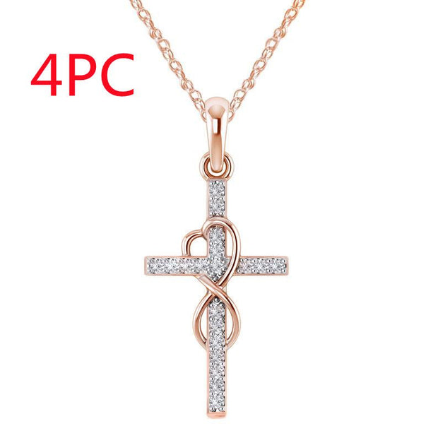 Alloy Pendant With Diamond And Eight-character Cross - TRADINGSUSARose gold4PCAlloy Pendant With Diamond And Eight-character CrossTRADINGSUSA