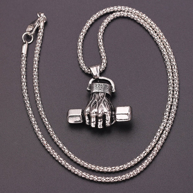 Gym dumbbell necklace - TRADINGSUSASilverGym dumbbell necklaceTRADINGSUSA
