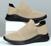 New Couple Mouth Mesh Casual Sneakers For Women - Khaki and Black