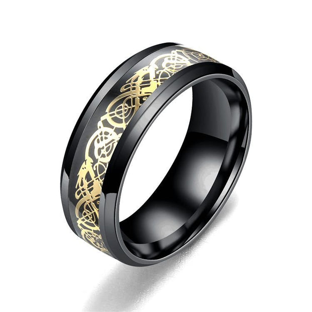 Stainless steel dragon pattern ring - TRADINGSUSA Black gold 6th Stainless steel dragon pattern ring TRADINGSUSA