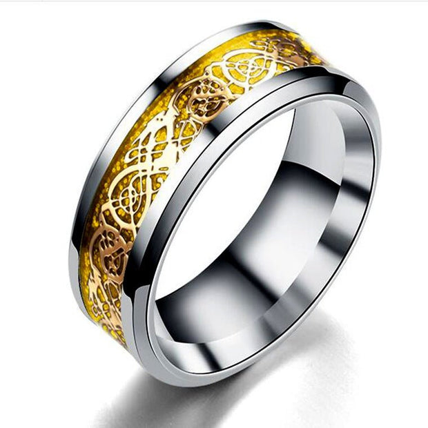 Stainless steel dragon pattern ring - TRADINGSUSA Gold and gold 10th Stainless steel dragon pattern ring TRADINGSUSA