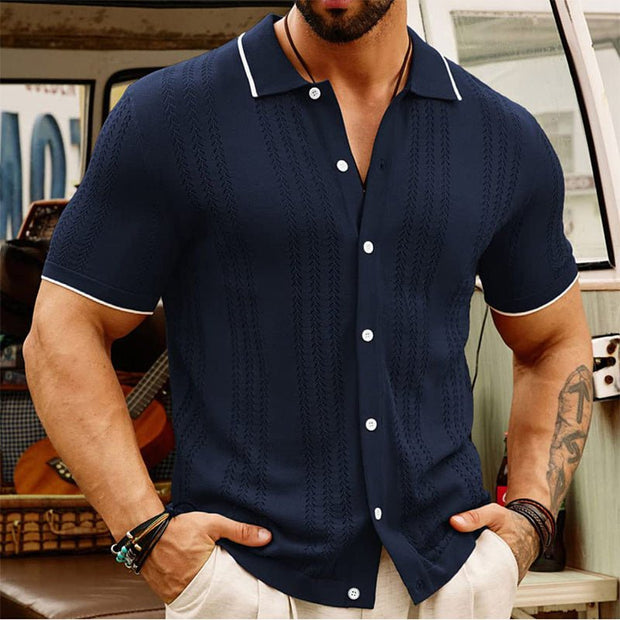 Short-sleeved Polo Shirt Top Fashion Business Men's Clothing - Brown2XLShort-sleeved Polo Shirt Summer Button Lapel Top Fashion Business Men's ClothingTRADINGSUSA