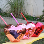 Creative Heart-shaped Plastic Straw Cup - TRADINGSUSARedCreative Heart-shaped Plastic Straw CupTRADINGSUSA