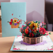 Flower Basket 3D Three-dimensional Greeting Card Handmade Paper Carved Holiday Thanks Blessing Card - TRADINGSUSATo the rose basketFlower Basket 3D Three-dimensional Greeting Card Handmade Paper Carved Holiday Thanks Blessing CardTRADINGSUSA