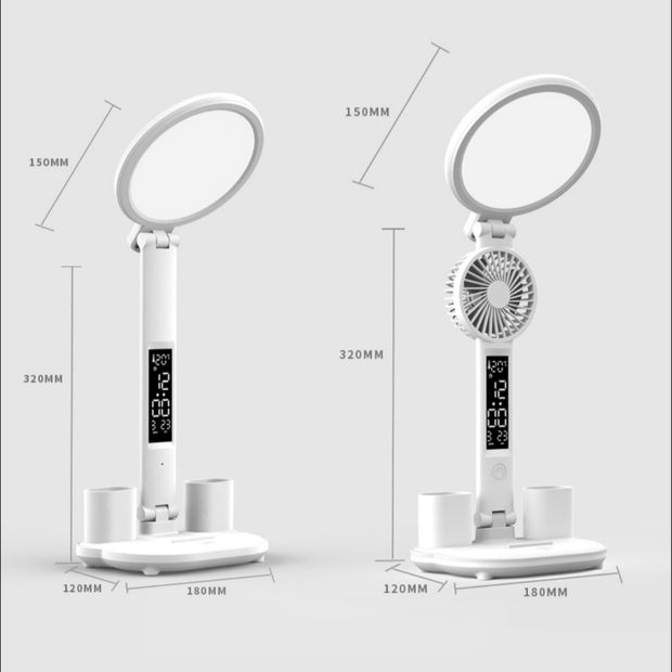 LED Clock Table Lamp USB Chargeable Dimmable Desk Lamp Plug-in LED Fan Light Foldable Eye Protection Reading Night Light - TRADINGSUSAPen holder 2000capacityLED Clock Table Lamp USB Chargeable Dimmable Desk Lamp Plug-in LED Fan Light Foldable Eye Protection Reading Night LightTRADINGSUSA