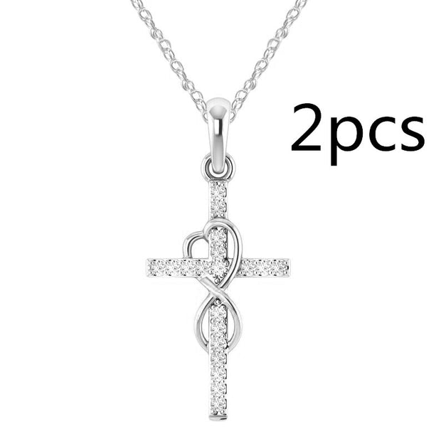 Alloy Pendant With Diamond And Eight-character Cross - TRADINGSUSASilver2PCAlloy Pendant With Diamond And Eight-character CrossTRADINGSUSA