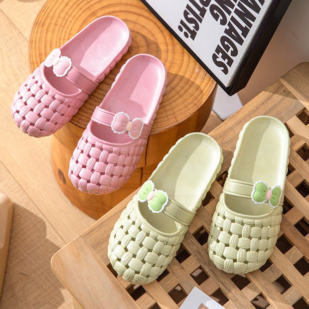 Baotou Slippers With Bow Braid Design Fashion Summer Beach Shoes Cute Dormitory Home Slippers For Women Students - TRADINGSUSALight Green35to36Baotou Slippers With Bow Braid Design Fashion Summer Beach Shoes Cute Dormitory Home Slippers For Women StudentsTRADINGSUSA