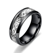 Stainless steel dragon pattern ring - TRADINGSUSA Silver on black 13th Stainless steel dragon pattern ring TRADINGSUSA