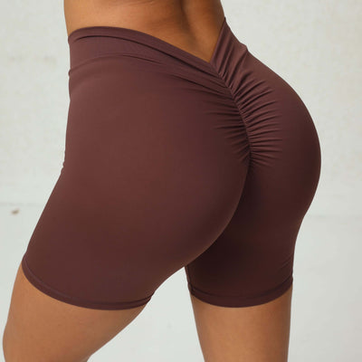 V-shaped Wrinkle Tight Yoga Shorts | Back Waist Deep - TRADINGSUSA