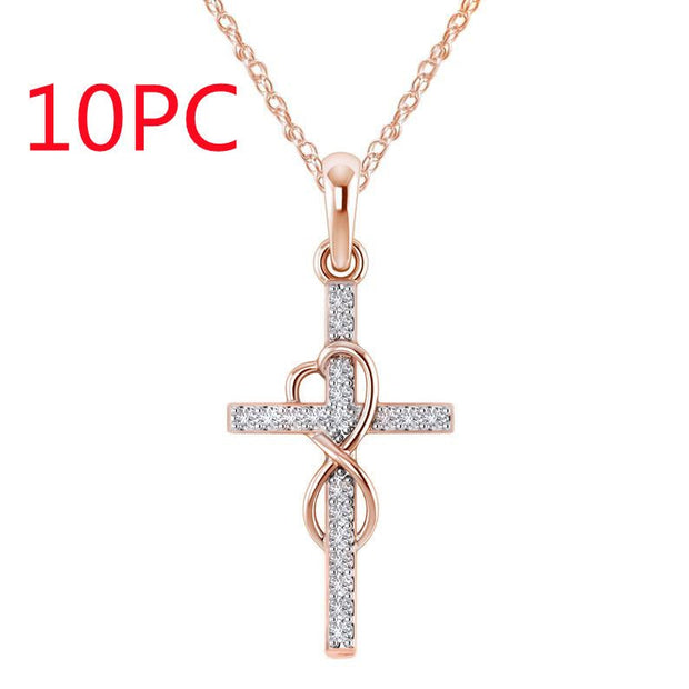 Alloy Pendant With Diamond And Eight-character Cross - TRADINGSUSARose gold10PCAlloy Pendant With Diamond And Eight-character CrossTRADINGSUSA