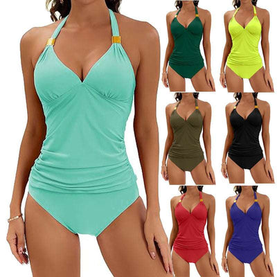 2pcs Solid Color Bikini Beach Fashion Sexy V Neck Swimsuit - TRADINGSUSAArmy GreenL2pcs Solid Color Bikini Beach Fashion Sexy V Neck SwimsuitTRADINGSUSA