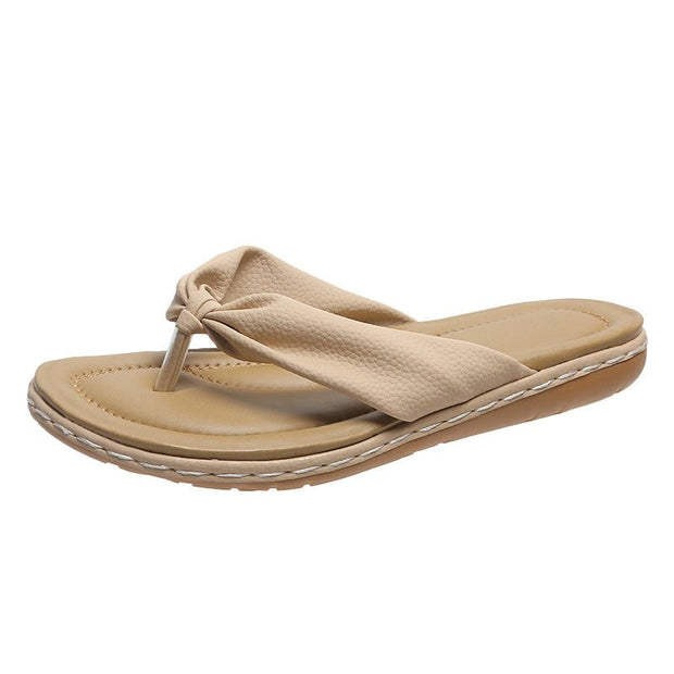 Clip Toe Bow Slippers Summer Flat Beach Shoes Flip Flops Sandals For Women - TRADINGSUSABeige36.Clip Toe Bow Slippers Summer Flat Beach Shoes Flip Flops Sandals For WomenTRADINGSUSA