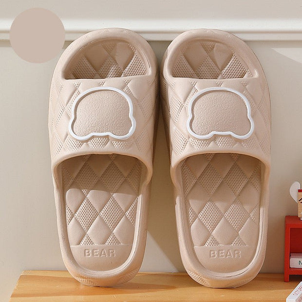 Rhombus Design Bear Slippers Indoor Non-slip Thick Soles Floor Bedroom Bathroom Slippers For Women Men Cute House Shoes - TRADINGSUSAKhaki36to37Rhombus Design Bear Slippers Indoor Non-slip Thick Soles Floor Bedroom Bathroom Slippers For Women Men Cute House ShoesTRADINGSUSA