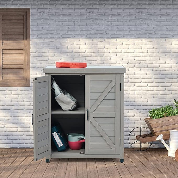 Workstation Potting Bench With Storage Cabinet And Metal Table Top