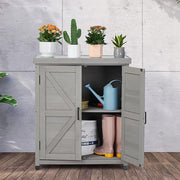 Workstation Potting Bench With Storage Cabinet And Metal Table Top