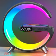 New Intelligent G Shaped LED Lamp Bluetooth Speake Wireless Charger Atmosphere Lamp App Control For Bedroom Home Decor - TRADINGSUSABlack 3pcsEUNew Intelligent G Shaped LED Lamp Bluetooth Speake Wireless Charger Atmosphere Lamp App Control For Bedroom Home DecorTRADINGSUSA