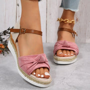 New Thick-soled Bow Sandals Summer Fashion Casual Linen Buckle Wedges Shoes For Women - TRADINGSUSAGreySize36New Thick-soled Bow Sandals Summer Fashion Casual Linen Buckle Wedges Shoes For WomenTRADINGSUSA