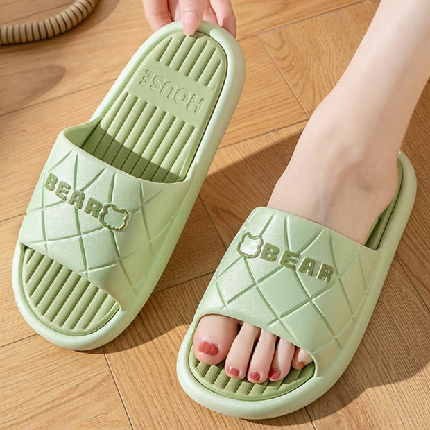 Bear House Shoes New Anti-slip Striped Lozenge Texture Design Slippers For Women Summer Indoor Floor Bathroom Shoes - TRADINGSUSACoffee36to37Bear House Shoes New Anti-slip Striped Lozenge Texture Design Slippers For Women Summer Indoor Floor Bathroom ShoesTRADINGSUSA