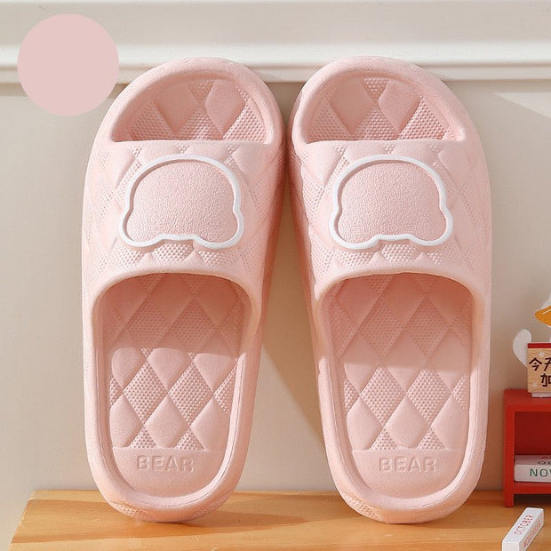 Rhombus Design Bear Slippers Indoor Non-slip Thick Soles Floor Bedroom Bathroom Slippers For Women Men Cute House Shoes - TRADINGSUSAPink36to37Rhombus Design Bear Slippers Indoor Non-slip Thick Soles Floor Bedroom Bathroom Slippers For Women Men Cute House ShoesTRADINGSUSA