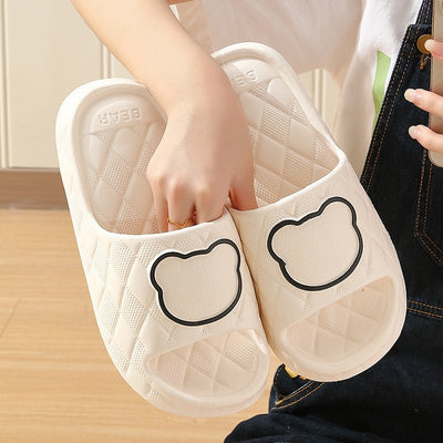 Rhombus Design Bear Slippers Indoor Non-slip Thick Soles Floor Bedroom Bathroom Slippers For Women Men Cute House Shoes - TRADINGSUSABlack36to37Rhombus Design Bear Slippers Indoor Non-slip Thick Soles Floor Bedroom Bathroom Slippers For Women Men Cute House ShoesTRADINGSUSA