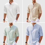 Casual Shirt Long Sleeve Stand Collar Solid Color Shirt Men's Clothing