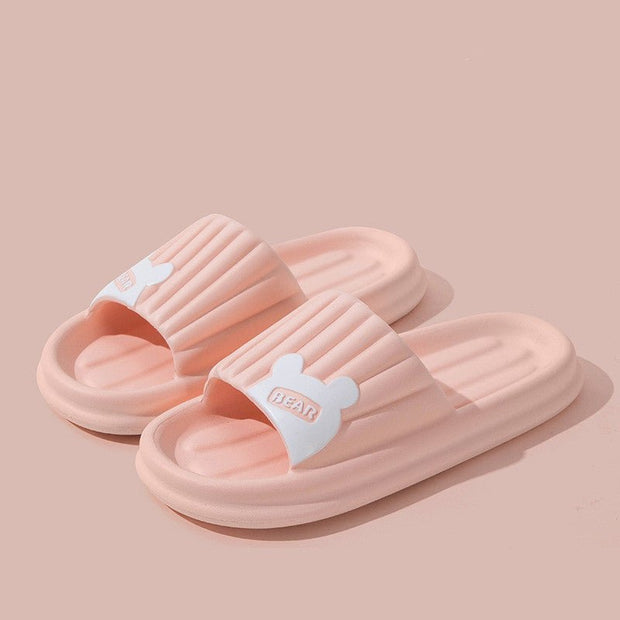 Bear Slippers For Women Summer Indoor Solid Color Striped Thick-Soled Anti-Slip Home Slippers Couples Floor Bathroom House Shoes - TRADINGSUSAPink36to37Bear Slippers For Women Summer Indoor Solid Color Striped Thick-Soled Anti-Slip Home Slippers Couples Floor Bathroom House ShoesTRADINGSUSA
