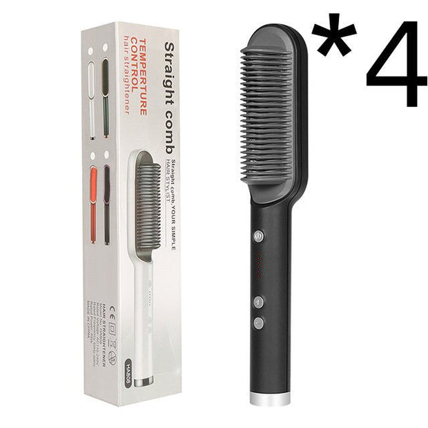 New 2 In 1 Hair Straightener Hot Comb Negative Ion Curling Tong Dual-purpose Electric Hair Brush - TRADINGSUSA4pcs BlackUSWith boxNew 2 In 1 Hair Straightener Hot Comb Negative Ion Curling Tong Dual-purpose Electric Hair BrushTRADINGSUSA