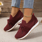 New Lace Up Mesh Flats Shoes For Women Breathable Casual Breathable Walking Wedges Shoes - TRADINGSUSARedSize35New Lace Up Mesh Flats Shoes For Women Breathable Casual Breathable Walking Wedges ShoesTRADINGSUSA