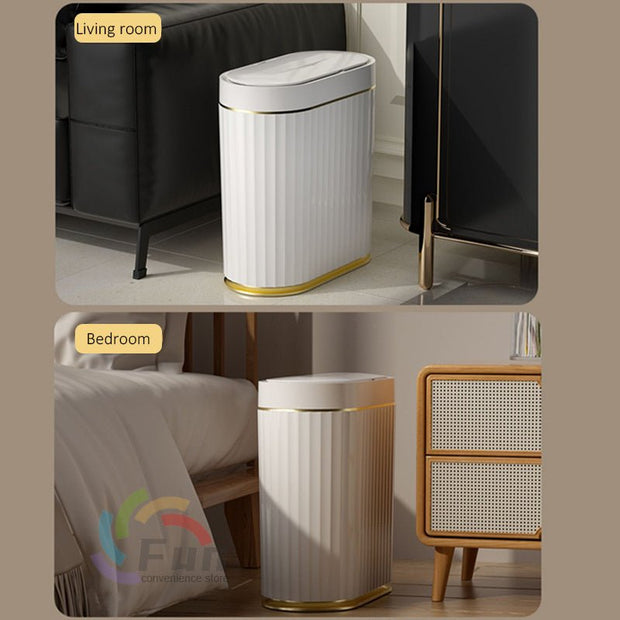 Smart Trash Can With Lid For Bedroom And Living Room Kitchen Storage Box Trash Can Induction Small Car Box Automatic Smart Dustbin Smart Trash Bin - TRADINGSUSABlack Gold20LSmart Trash Can With Lid For Bedroom And Living Room Kitchen Storage Box Trash Can Induction Small Car Box Automatic Smart Dustbin Smart Trash BinTRADINGSUSA