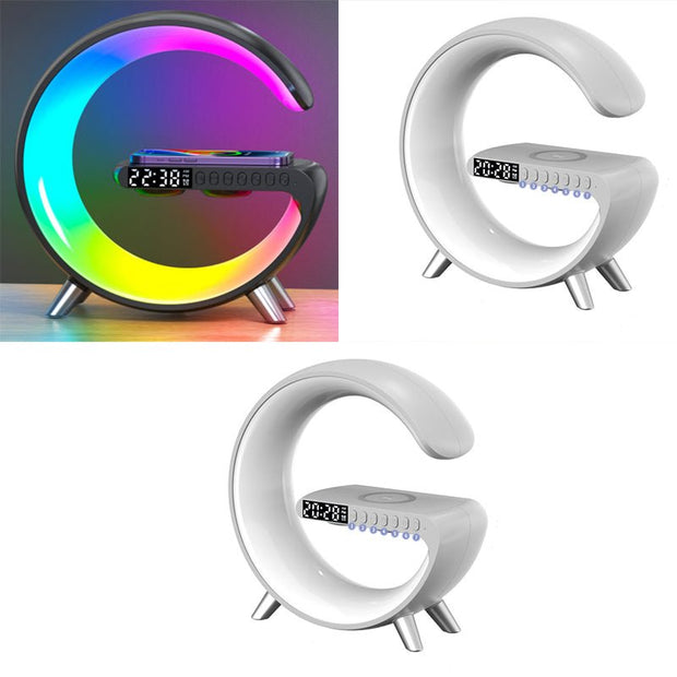 New Intelligent G Shaped LED Lamp Bluetooth Speake Wireless Charger Atmosphere Lamp App Control For Bedroom Home Decor - TRADINGSUSABlack1pcs and White2pcsUSNew Intelligent G Shaped LED Lamp Bluetooth Speake Wireless Charger Atmosphere Lamp App Control For Bedroom Home DecorTRADINGSUSA