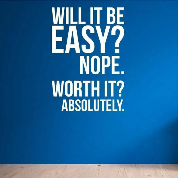 Will It Be Easy Nope. Worth It Absolutely - Vinyl Wall Decal