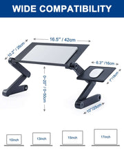 Adjustable Laptop Stand, Laptop Desk with 2 CPU Cooling USB Fans for Bed Aluminum Lap Workstation Desk with Mouse Pad, Foldable Cook Book Stand - TRADINGSUSABlackAdjustable Laptop Stand, Laptop Desk with 2 CPU Cooling USB Fans for Bed Aluminum Lap Workstation Desk with Mouse Pad, Foldable Cook Book StandTRADINGSUSA